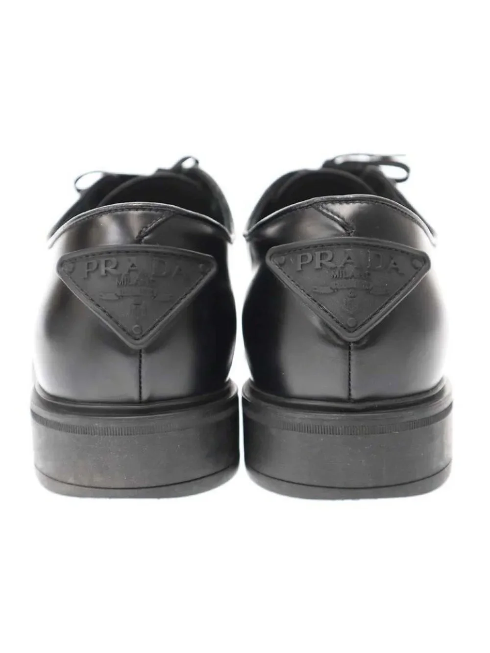 Prada Lace-Up Leather Shoes 2 Eg394 Black 10 - Picture 3 of 9